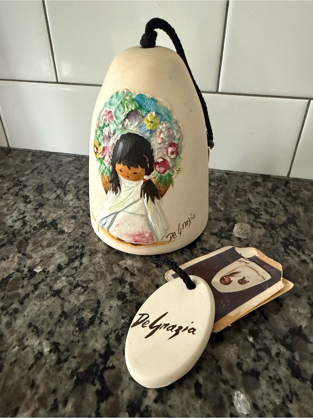 Vintage Ted de GRAZIA BELL Pottery Native American GIRL ORIGINAL TAGS